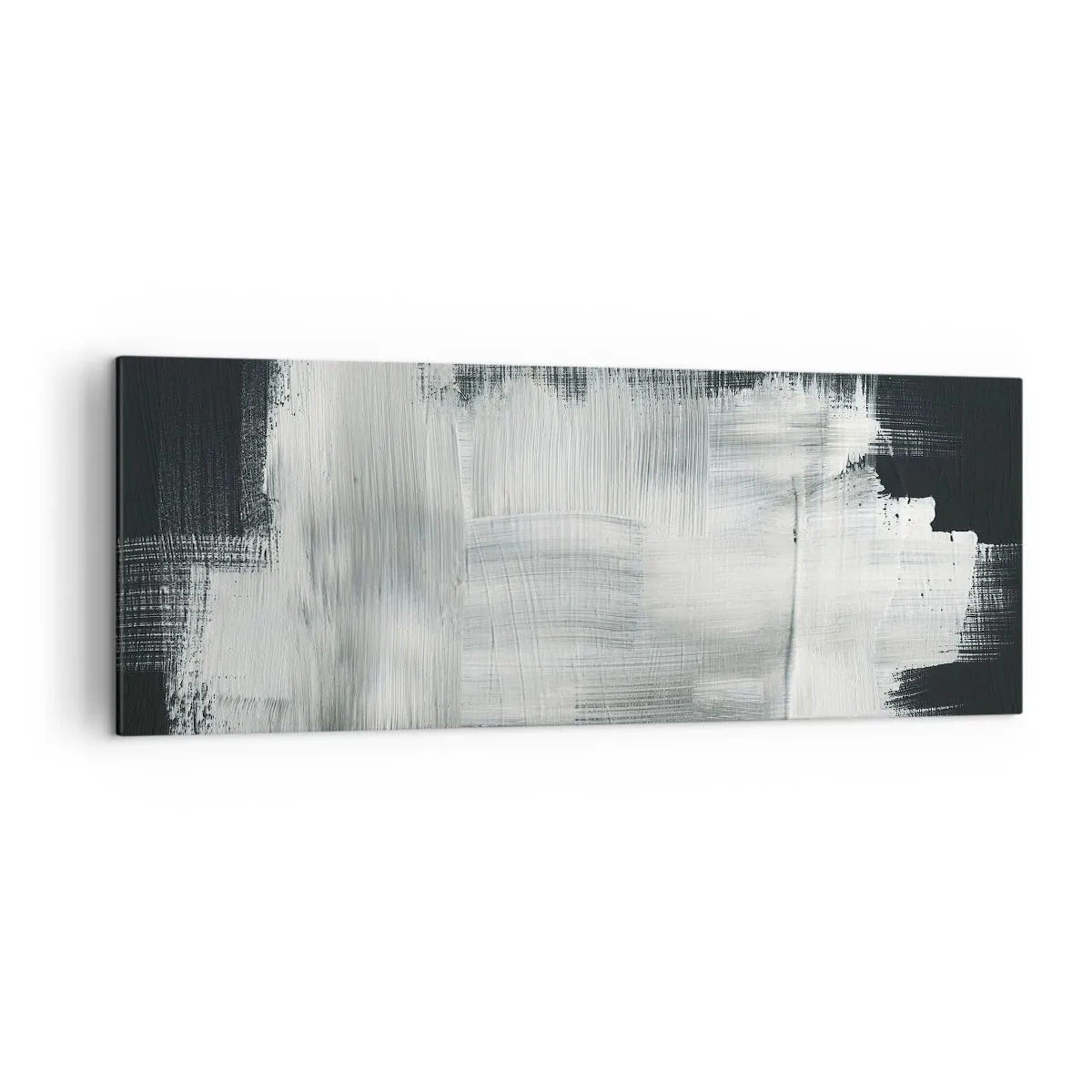 Cuadro sobre lienzo - Impresión de Imagen - Trazos abstractos blancos sobre un fondo oscuro - 140x50cm - Tejido vertical y horizontal - Decoración de pared moderna para salón y dormitorio ARTTOR