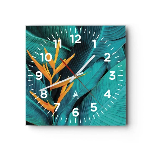 Reloj de pared - Reloj de vidrio - Flor del Edén - 40x40 cm