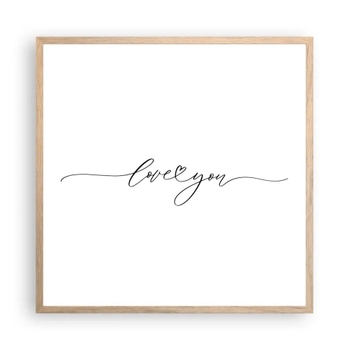 Póster en marco roble claro - Negro sobre blanco - 60x60 cm