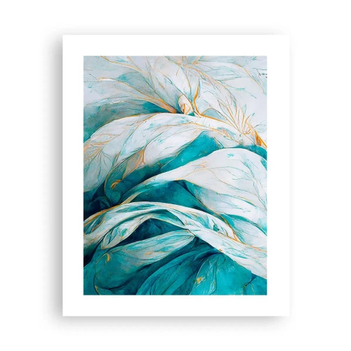 Póster - Abstracción azul con motivos dorados - 40x50 cm