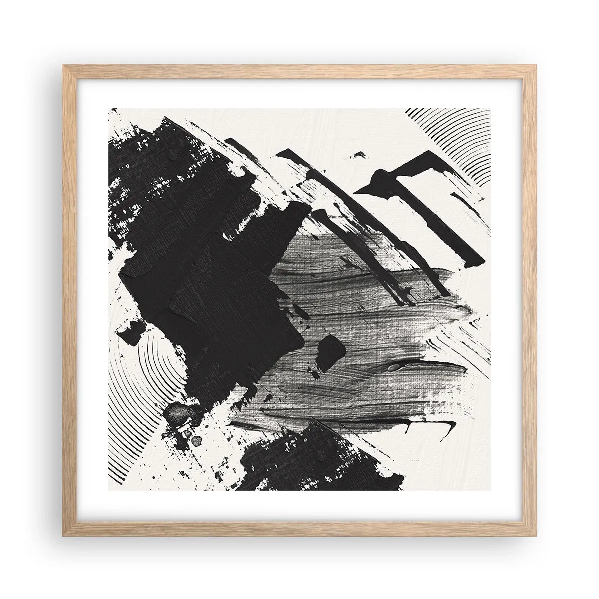 Póster en marco roble claro - Abstracción: la expresión del negro - 50x50 cm