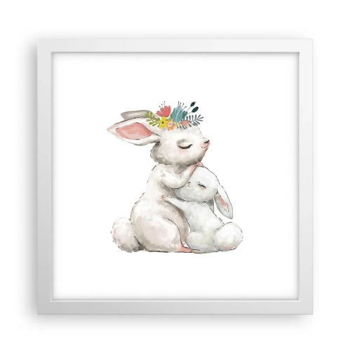 Póster en marco blanco - En ningún lugar mejor que con mamá - 30x30 cm