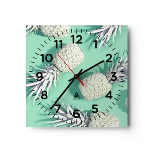 Reloj de pared - Reloj de vidrio - Van bien con la menta - 30x30 cm
