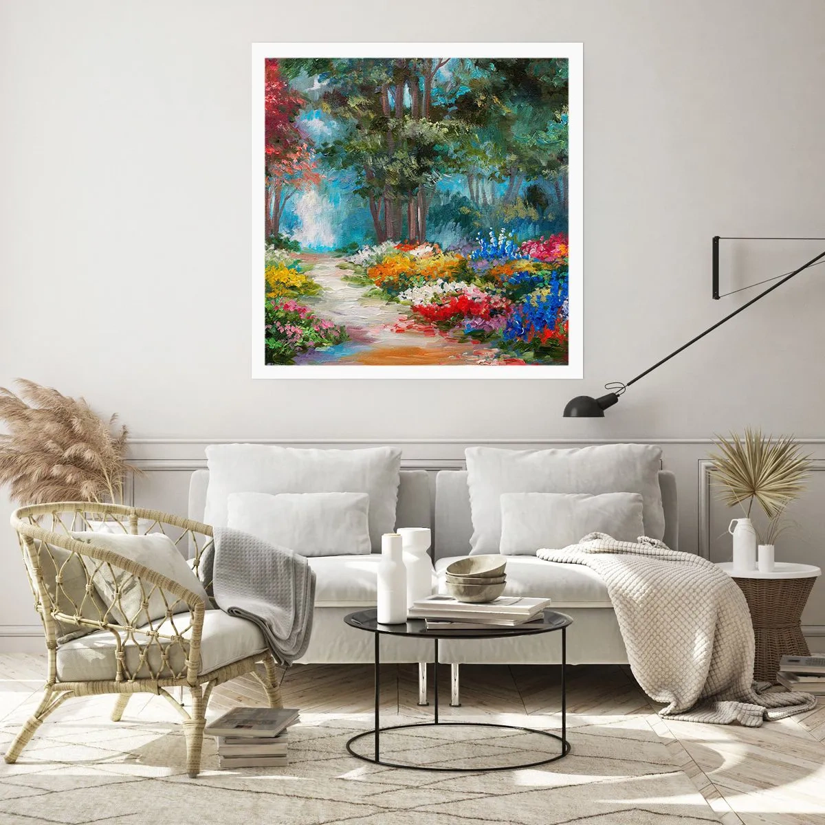 Póster - Jardín forestal, bosque floral - 50x50 cm