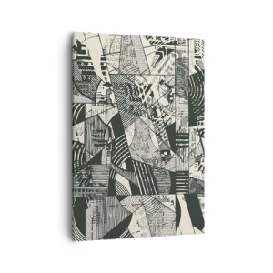 Cuadro sobre lienzo - Impresión de Imagen - Patrones abstractos geométricos en tonos verdes sobre un fondo claro - 50x70cm - La dinámica del presente - Decoración de pared moderna para salón y dormitorio ARTTOR