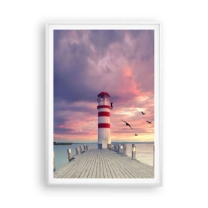 Póster en marco blanco - Hora de ir al puerto - 70x100 cm