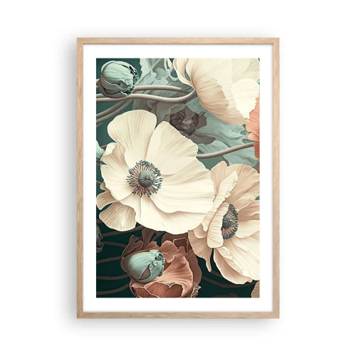 Póster en marco roble claro - Susurro de amapolas - 50x70 cm