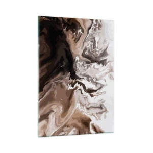 Cuadro sobre vidrio - Impresiones sobre Vidrio - Patrón abstracto en tonos oscuros de marrón y blanco. - 50x70cm - Contenencia del color - Decoración de pared moderna para salón y dormitorio ARTTOR