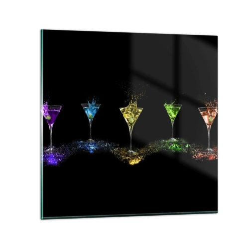 Cuadro sobre vidrio - Impresiones sobre Vidrio - Los colores de la alegría en una copa de cristal - 30x30 cm