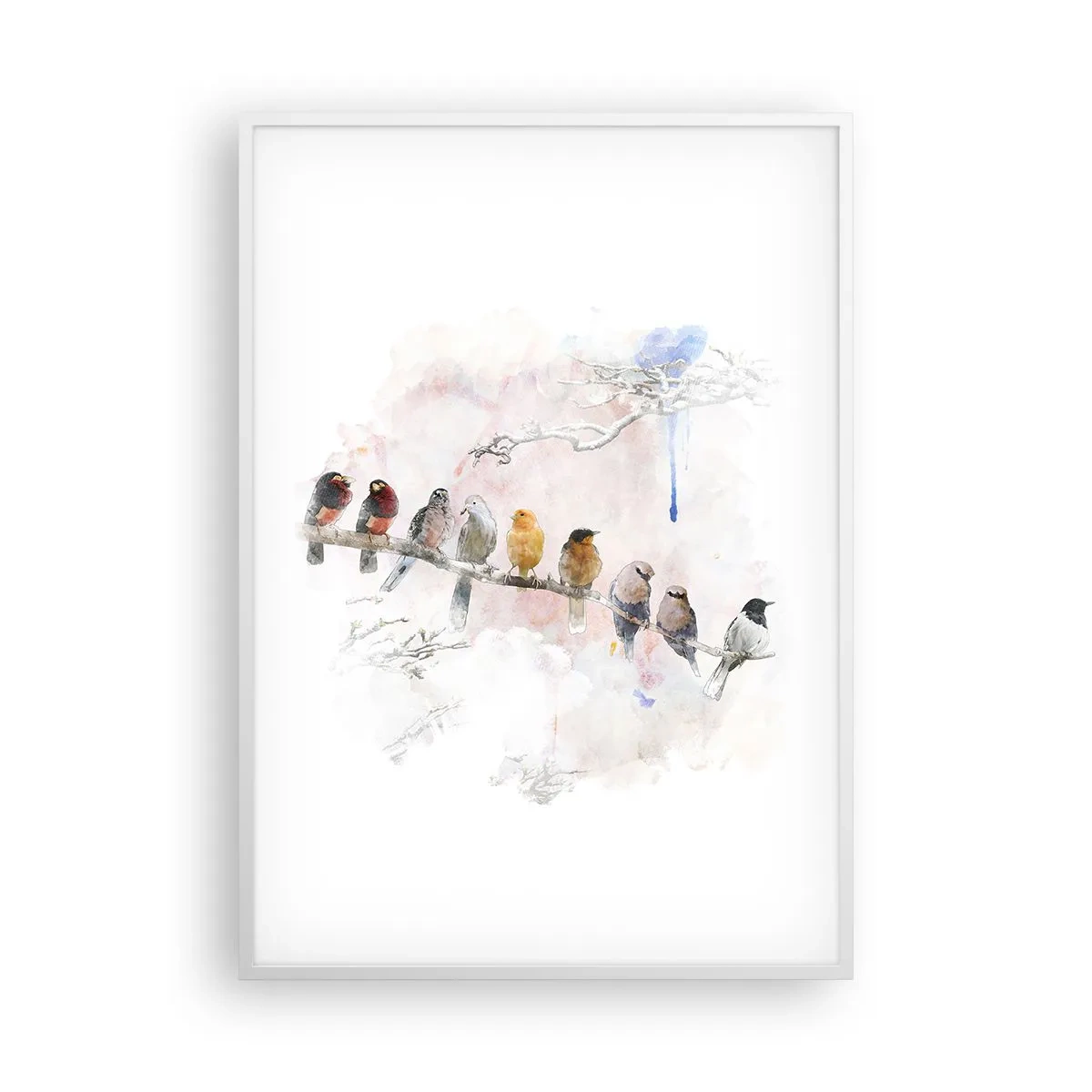 Póster en marco blanco - Reunión alada - 70x100 cm