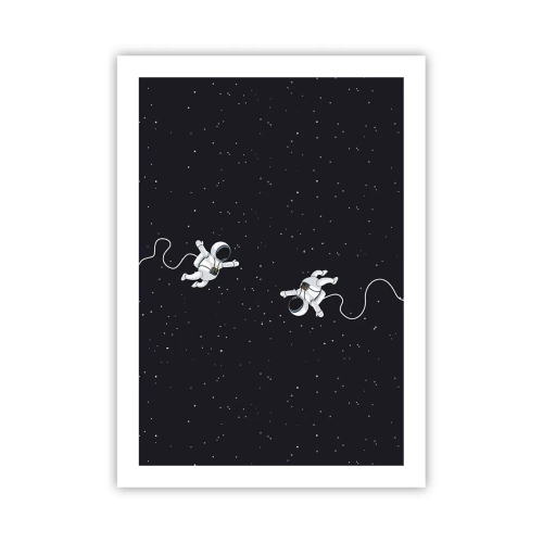 Póster - Dos astronautas flotando en el espacio - 50x70cm - Danza cósmica - Decoración de pared moderna para salón y dormitorio ARTTOR