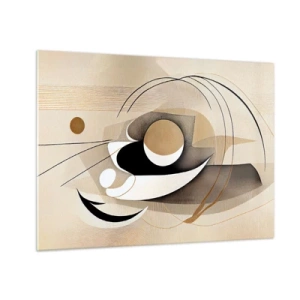 Cuadro sobre vidrio - Impresiones sobre Vidrio - Abstracción minimalista en beige con formas geométricas. - 70x50cm - Composición: la esencia de las cosas - Decoración de pared moderna para salón y dormitorio ARTTOR