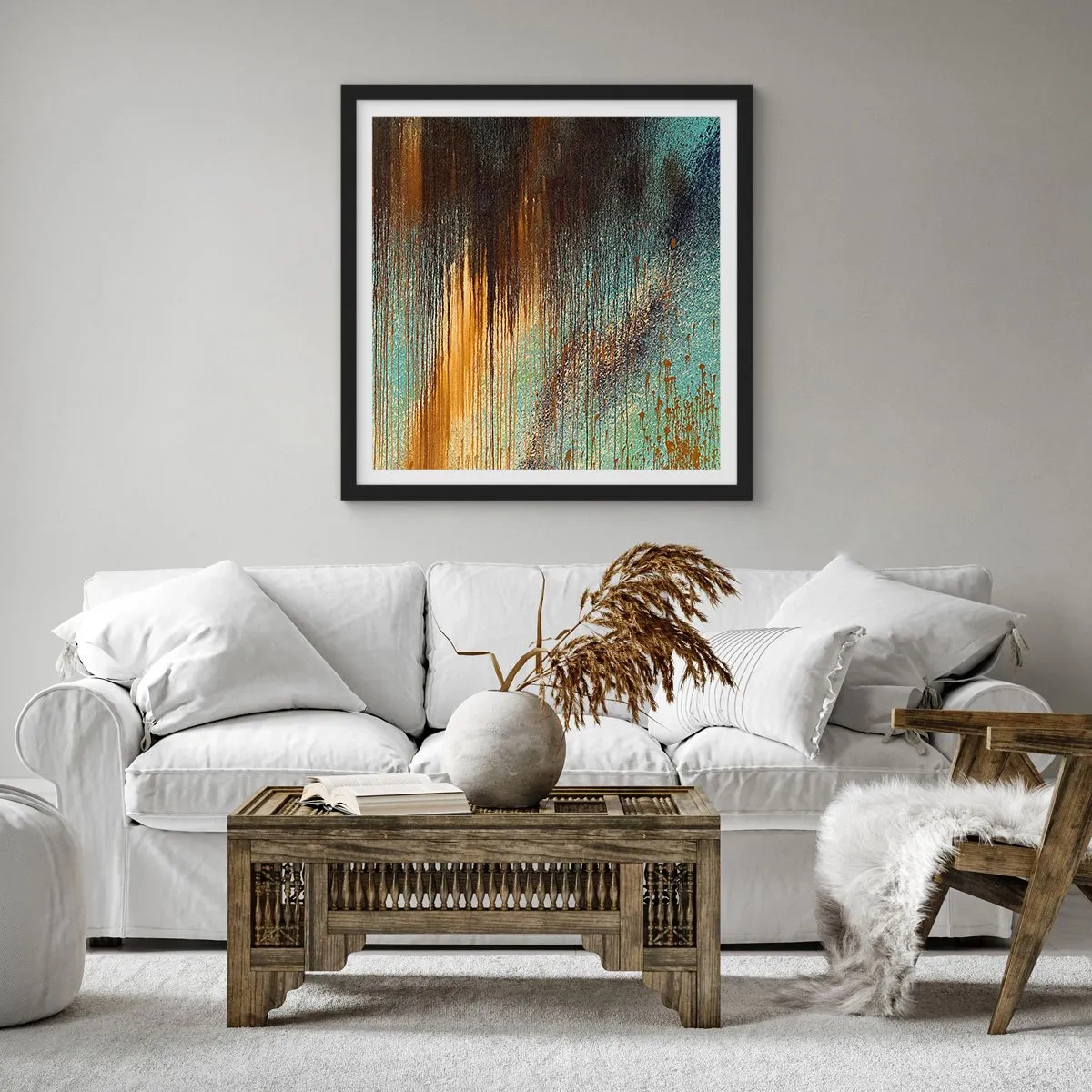 Póster en marco negro - Una composición colorista no accidental - 30x30 cm