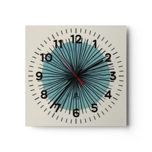 Reloj de pared - Reloj de vidrio - Radiante en azul - 40x40 cm