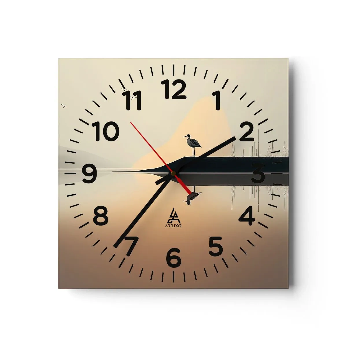 Reloj de pared - Reloj de vidrio - Un caballero en el lago - 30x30 cm