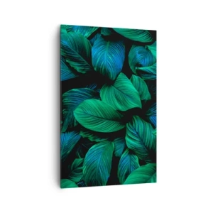 Cuadro sobre lienzo - Impresión de Imagen - Hojas verdes en estilo minimalista. - 80x120cm - En la multitud verde - Decoración de pared moderna para salón y dormitorio ARTTOR