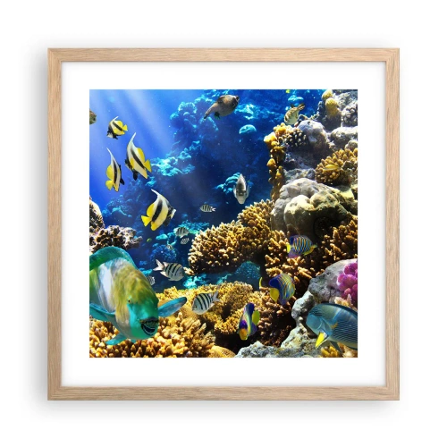 Póster en marco roble claro - Vacaciones submarinas - 40x40 cm