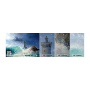 Muestra de fotomural Premium Canvas - En guardia contra los elementos - Paisaje, Faro, Tormenta - 100x30 cm