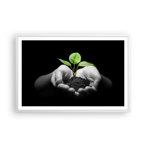Póster en marco blanco - Amo la naturaleza, la protejo - 91x61 cm