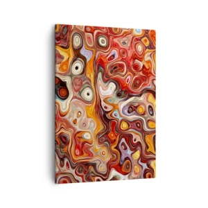 Cuadro sobre lienzo - Impresión de Imagen - Una composición abstracta en tonos cálidos de rojo, naranja y amarillo. - 50x70cm - Si las nueces se derritieran en la miel - Decoración de pared moderna para salón y dormitorio ARTTOR