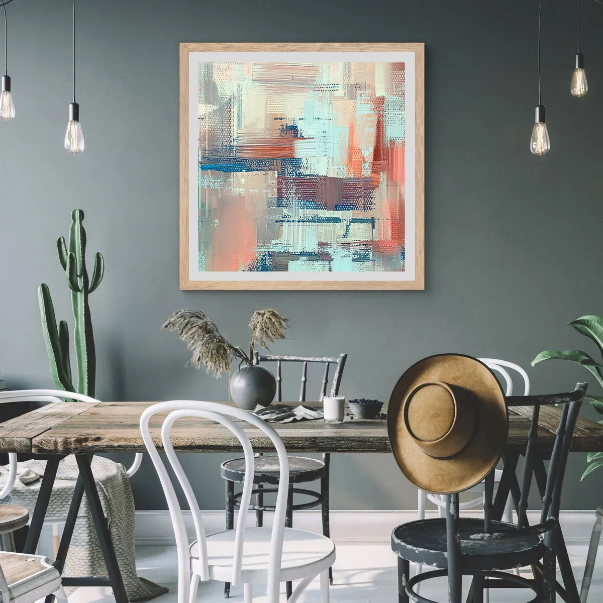 Póster en marco roble claro - Alcanzando la luz - 40x40 cm