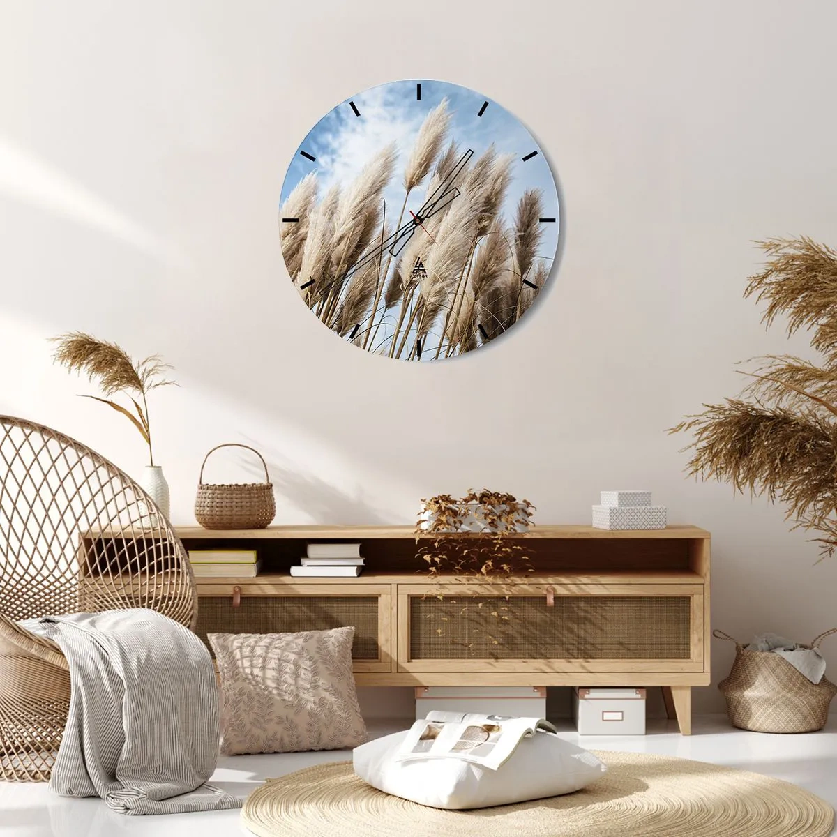 Reloj de pared - Reloj de vidrio - Una caricia soleada y ventosa - 40x40 cm