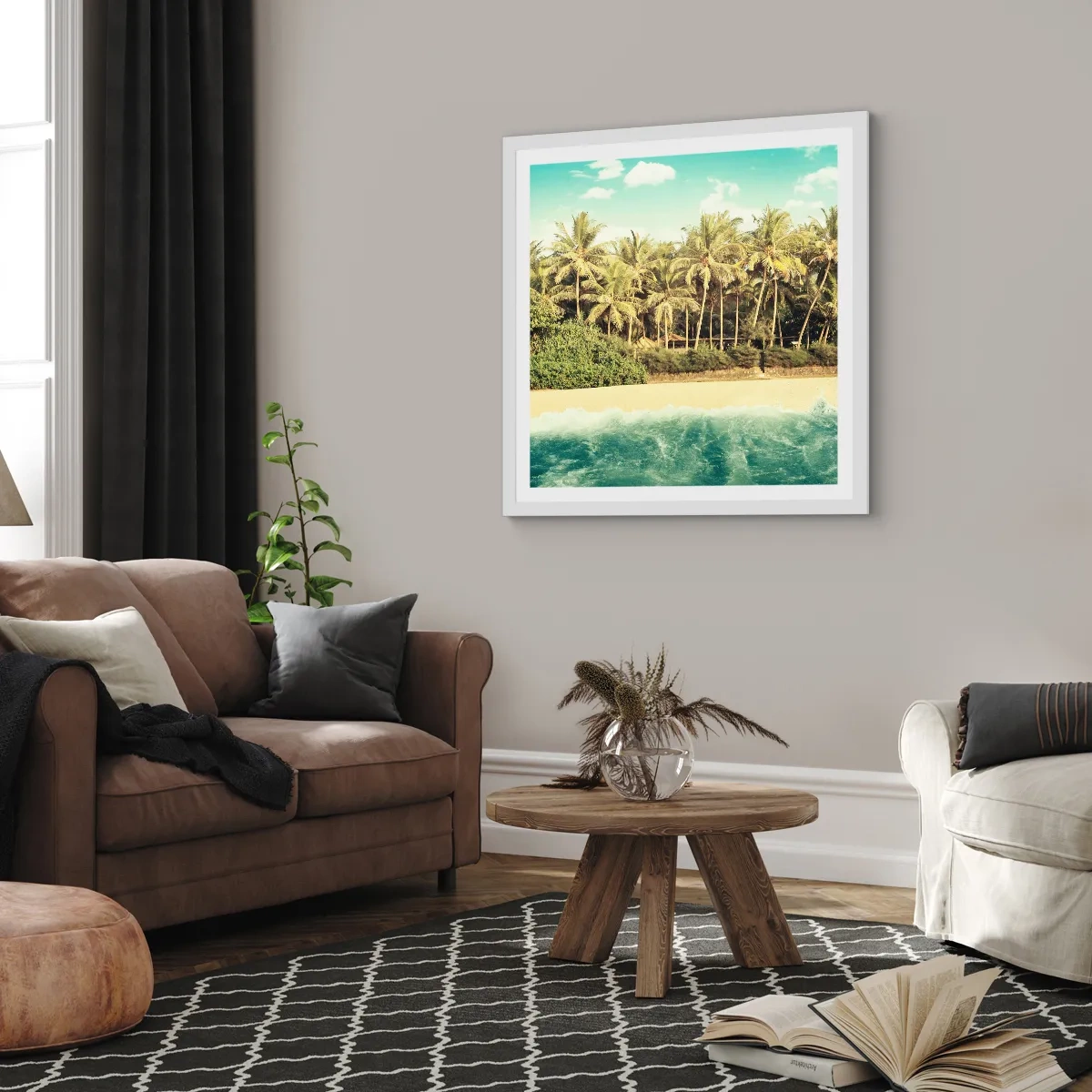 Póster en marco blanco - ¿Qué tal aquí? - 40x40 cm