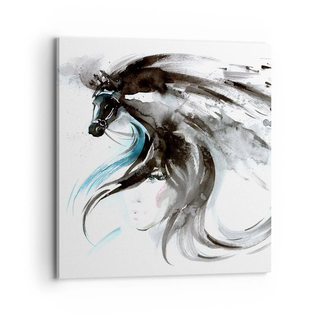 Cuadro sobre lienzo - Impresión de Imagen - El galope del Príncipe Negro - 70x70 cm