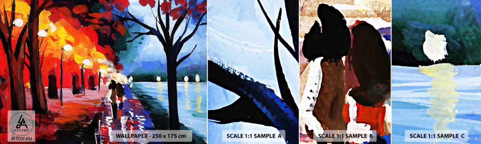 Muestra de fotomural autoadhesivo Deluxe Sticker - Otoño en el parque - Abstracción, Paisaje, Callejón del parque - 100x30 cm