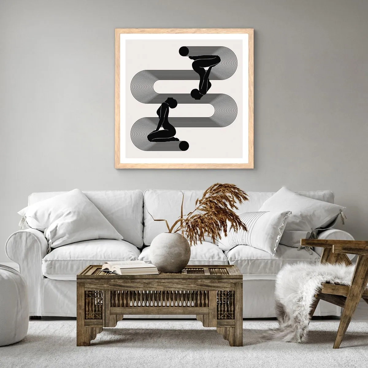 Póster en marco roble claro - Simetría sensual - 50x50 cm