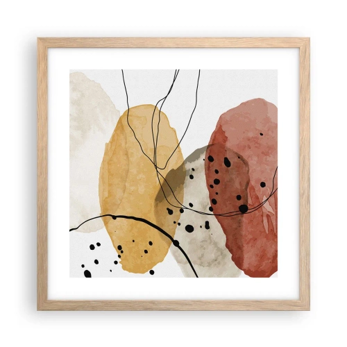 Póster en marco roble claro - Líneas y transparencias - 40x40 cm