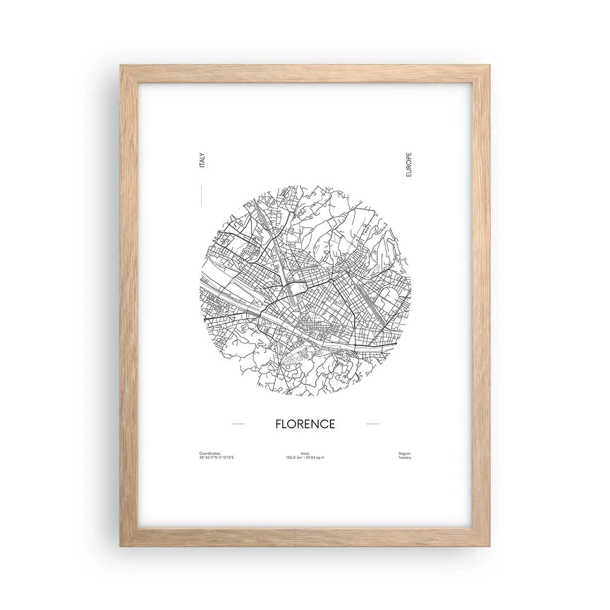 Póster en marco roble claro - Anatomía de Florencia - 30x40 cm