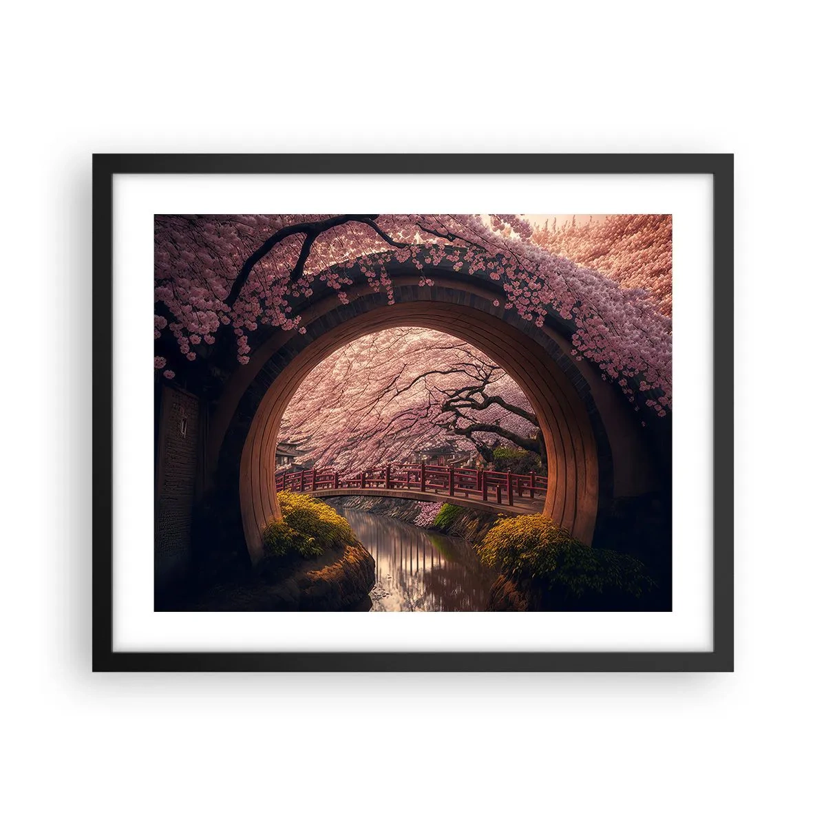 Póster en marco negro - Primavera japonesa - 50x40 cm