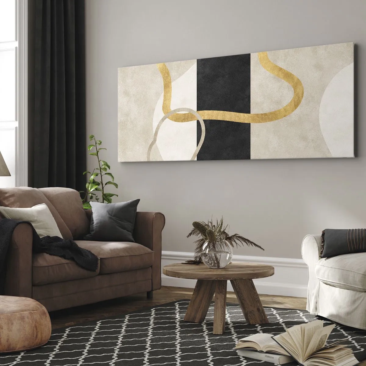 Cuadro sobre lienzo - Impresión de Imagen - Formas en bucle - 100x40 cm