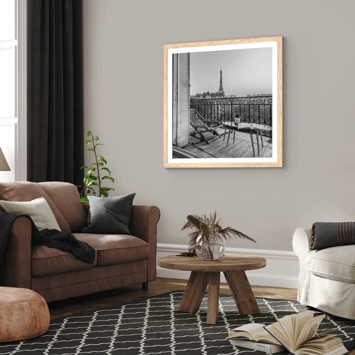 Póster en marco roble claro - Una tarde parisina - 50x50 cm