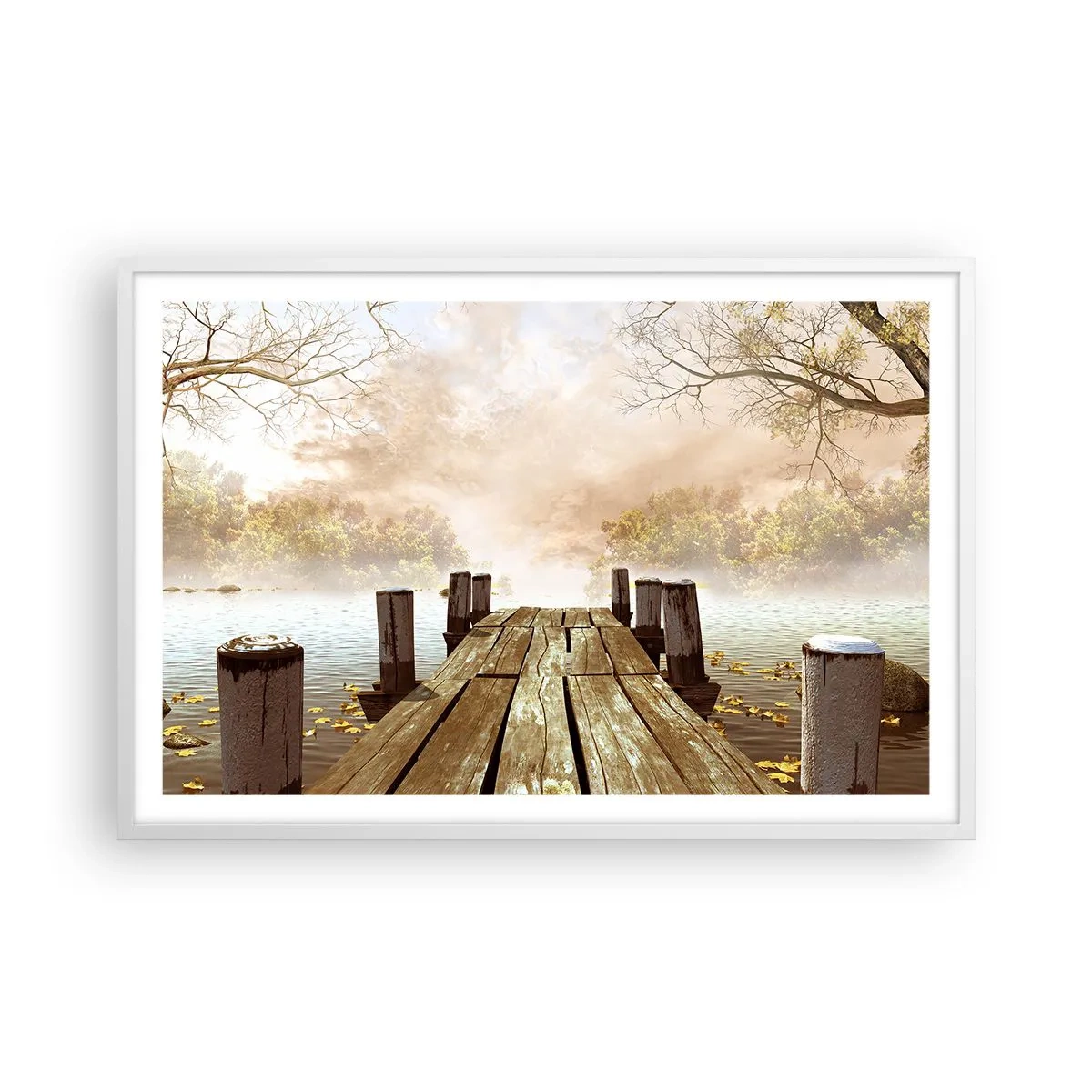 Póster en marco blanco - La leve tristeza del otoño - 91x61 cm