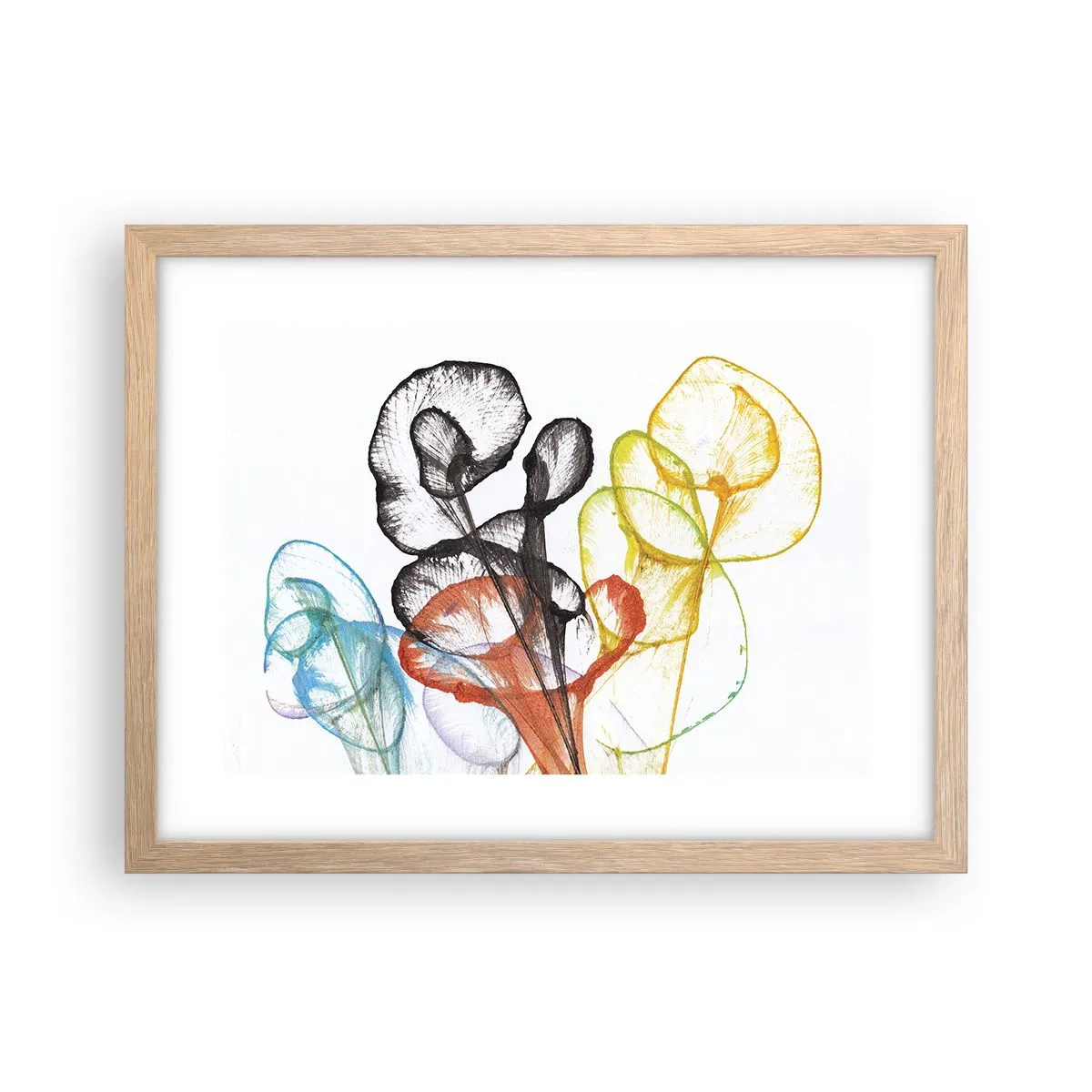 Póster en marco roble claro - Flores con alma - 40x30 cm