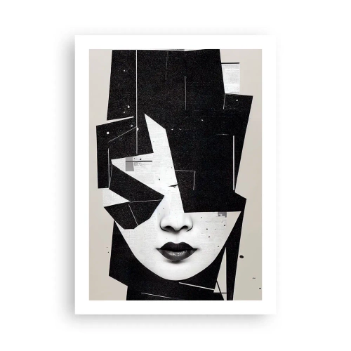 Póster - Retrato abstracto de una mujer en blanco y negro - 50x70cm - Profundamente ocultos - Decoración de pared moderna para salón y dormitorio ARTTOR