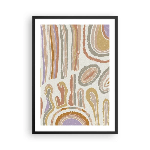 Póster en marco negro - Patrones orgánicos abstractos en tonos tierra cálidos. - 50x70cm - Cortes transversales llenos de color - Decoración de pared moderna para salón y dormitorio ARTTOR