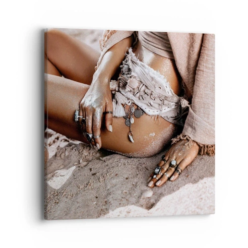 Cuadro sobre lienzo - Impresión de Imagen - Bañada por el sol y la arena - 40x40 cm