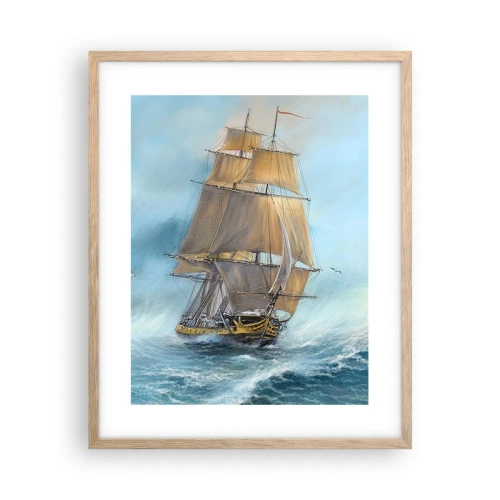 Póster en marco roble claro - Surcando las olas - 40x50 cm