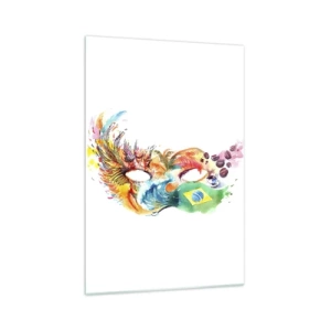 Cuadro sobre vidrio - Impresiones sobre Vidrio - Máscara de acuarela colorida inspirada en Brasil - 70x100cm - Brasil te recibe con samba - Decoración de pared moderna para salón y dormitorio ARTTOR
