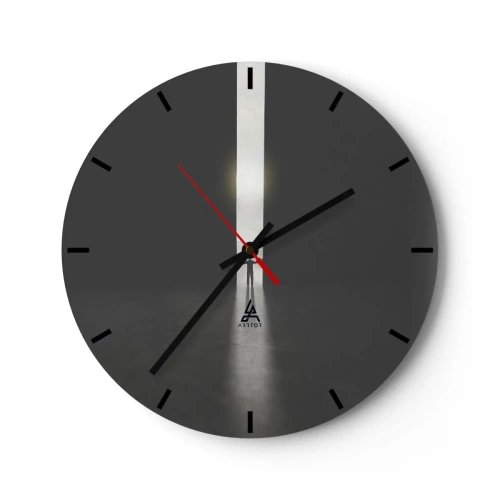 Reloj de pared - Reloj de vidrio - La silueta de un hombre en un hueco luminoso en un espacio oscuro. - 30x30cm - Un paso hacia un futuro brillante - Decoración de pared moderna para salón, cocina y dormitorio ARTTOR