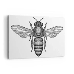 Cuadro sobre lienzo - Impresión de Imagen - Un motivo de abeja de dibujos animados sobre un fondo blanco en un estilo minimalista. - 120x80cm - Retrato de insecto - Decoración de pared moderna para salón y dormitorio ARTTOR