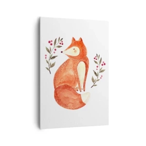 Cuadro sobre lienzo - Impresión de Imagen - Un zorro de acuarela rodeado de ramitas con bayas. - 70x100cm - Pequeño pelirrojo - Decoración de pared moderna para salón y dormitorio ARTTOR