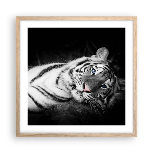 Póster en marco roble claro - Salvaje y tranquilo - 50x50 cm