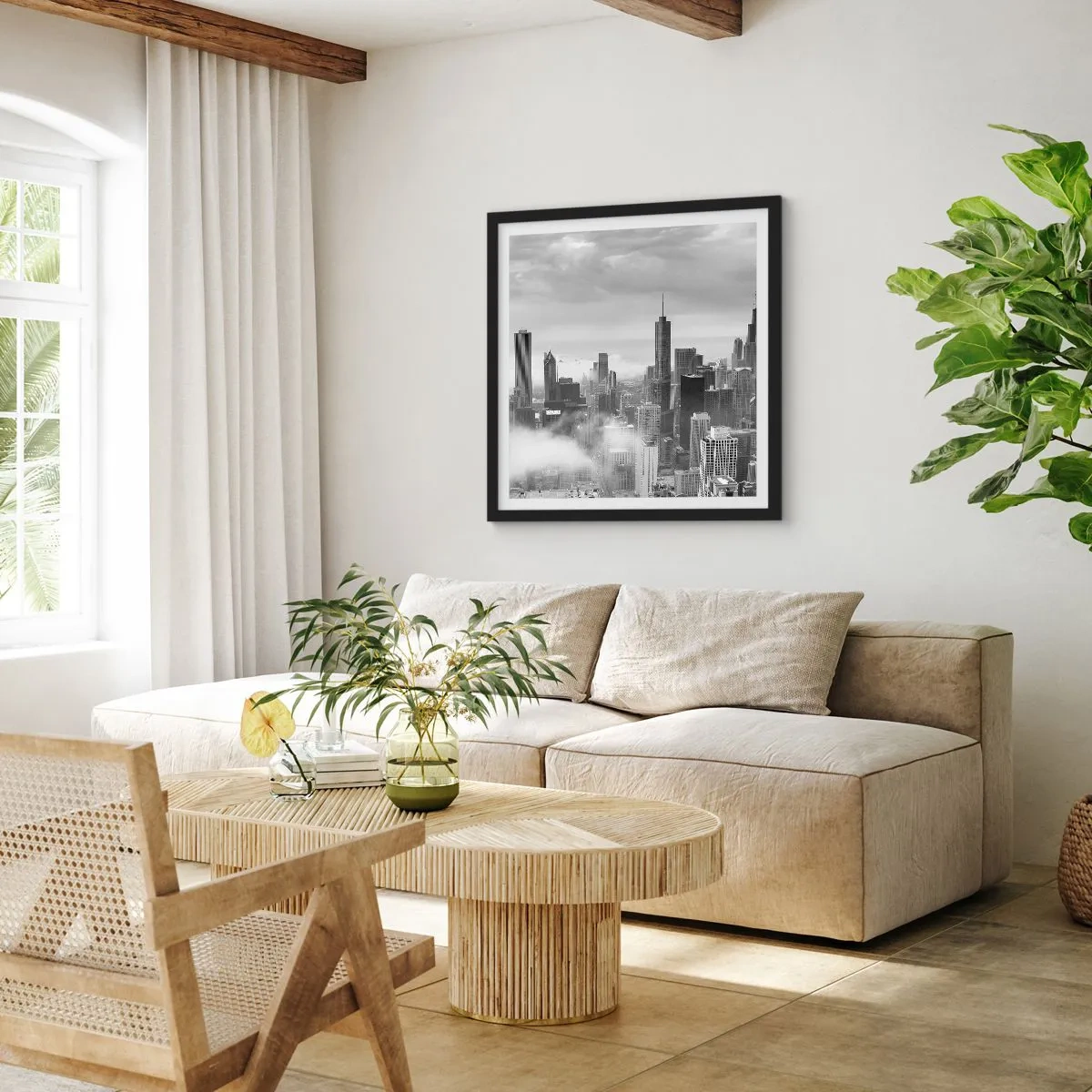 Póster en marco negro - Paisaje americano - 40x40 cm