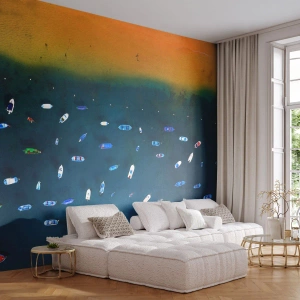 Fotomural Autadhesivo Deluxe Sticker - Un juego de vacaciones - Barcos, Playa, Costa - 250x175 cm