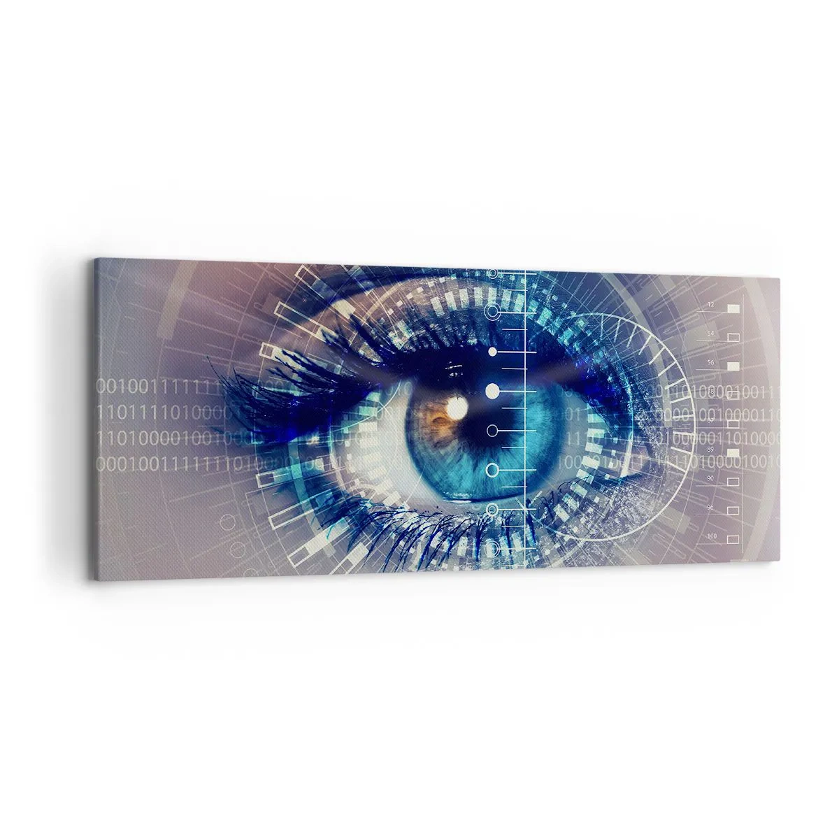 Cuadro sobre lienzo - Impresión de Imagen - Un ojo tecnológico con una interfaz futurista - 120x50cm - Crees que me conoces - Decoración de pared moderna para salón y dormitorio ARTTOR