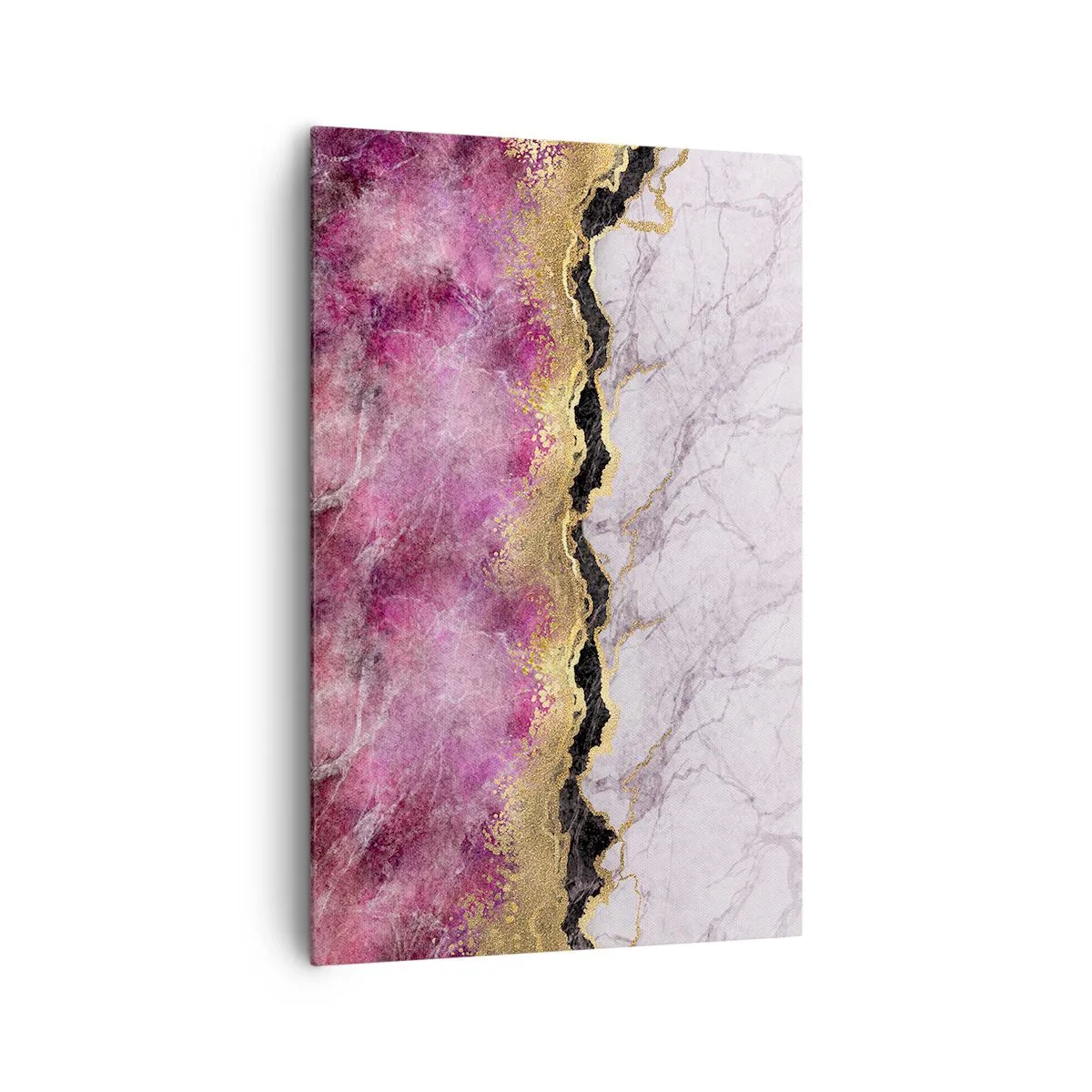 Cuadro sobre lienzo - Impresión de Imagen - Mármol abstracto en tonos rosa con acentos dorados. - 80x120cm - En la frontera - Decoración de pared moderna para salón y dormitorio ARTTOR